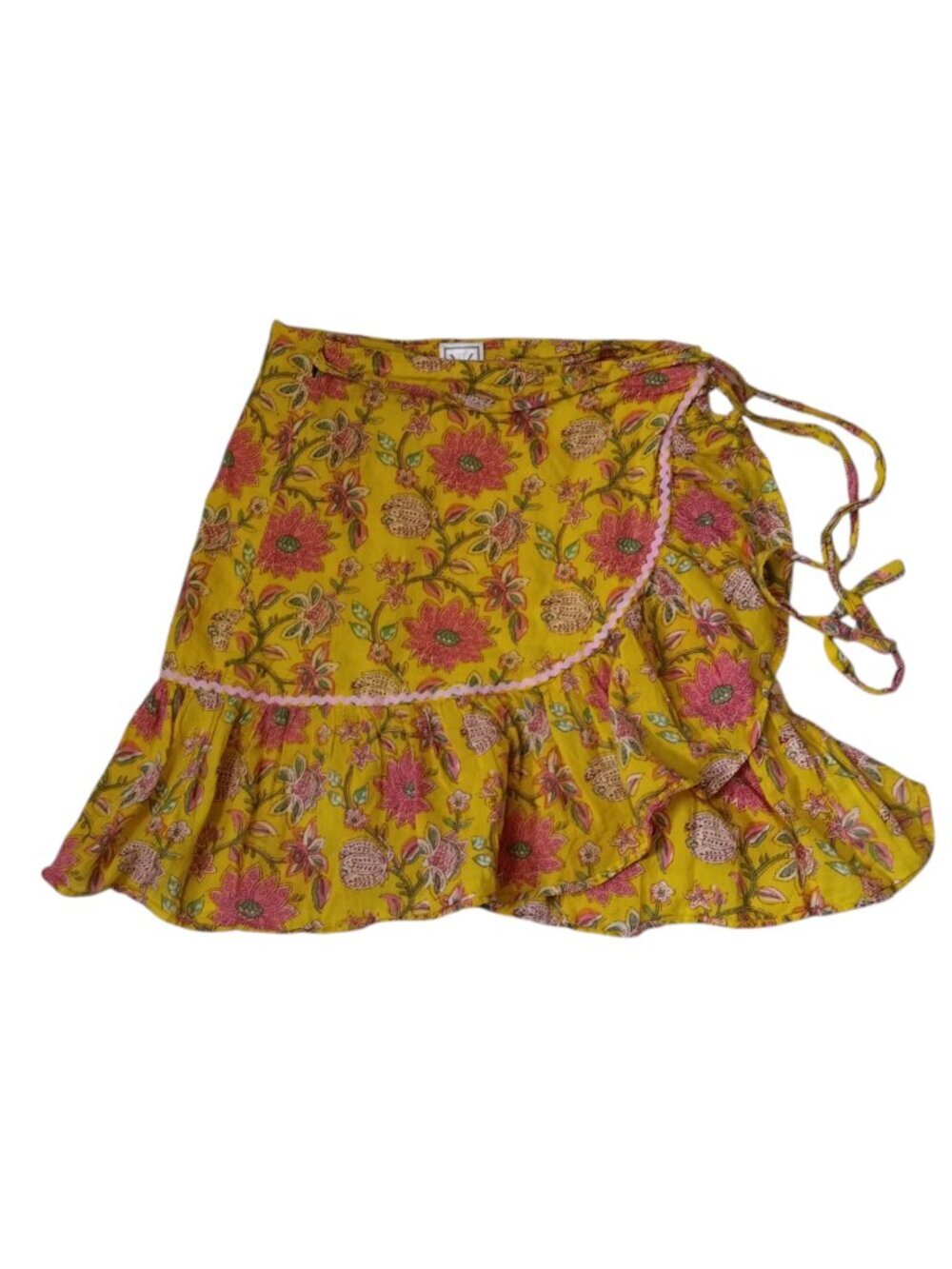 Neve & Noor Floral Wrap Mini Skirt Size Medium Ruffle Flirty Boho Cottagecore